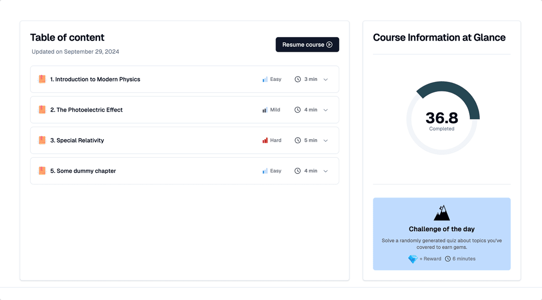 Minimalist cognitive-optimized study interface